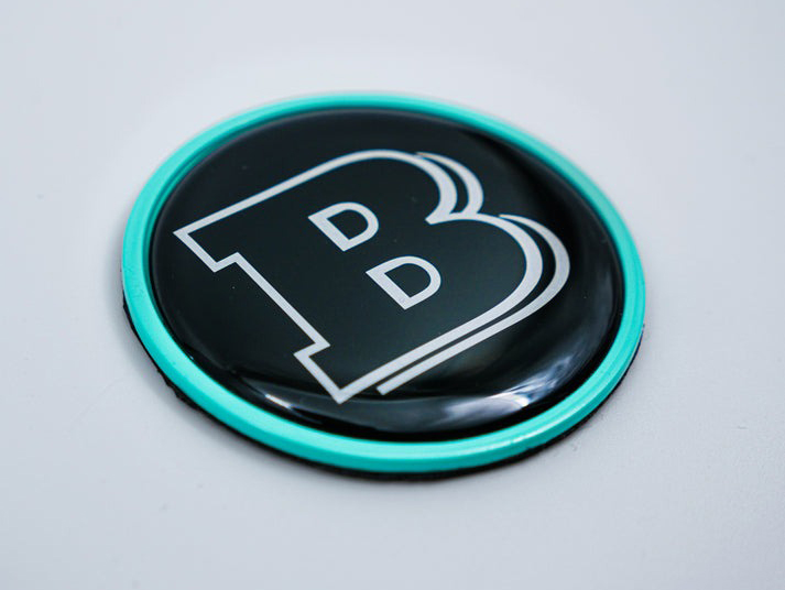 Mercedes-Benz G-Class W463 W463A Hood Scoop Metal Badge Tiffany Blue with Black Center and Gray Logo Brabus Emblem 55mm